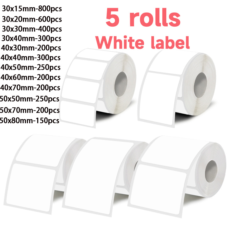 5 Gulungan Stiker Label Putih, - Commercial Label Printing Machine ulasan dan harga