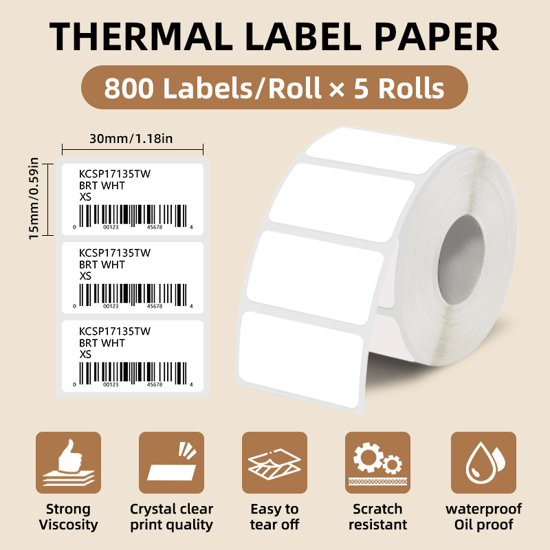 5 Gulungan Stiker Label Putih, - Commercial Label Printing Machine ulasan dan harga