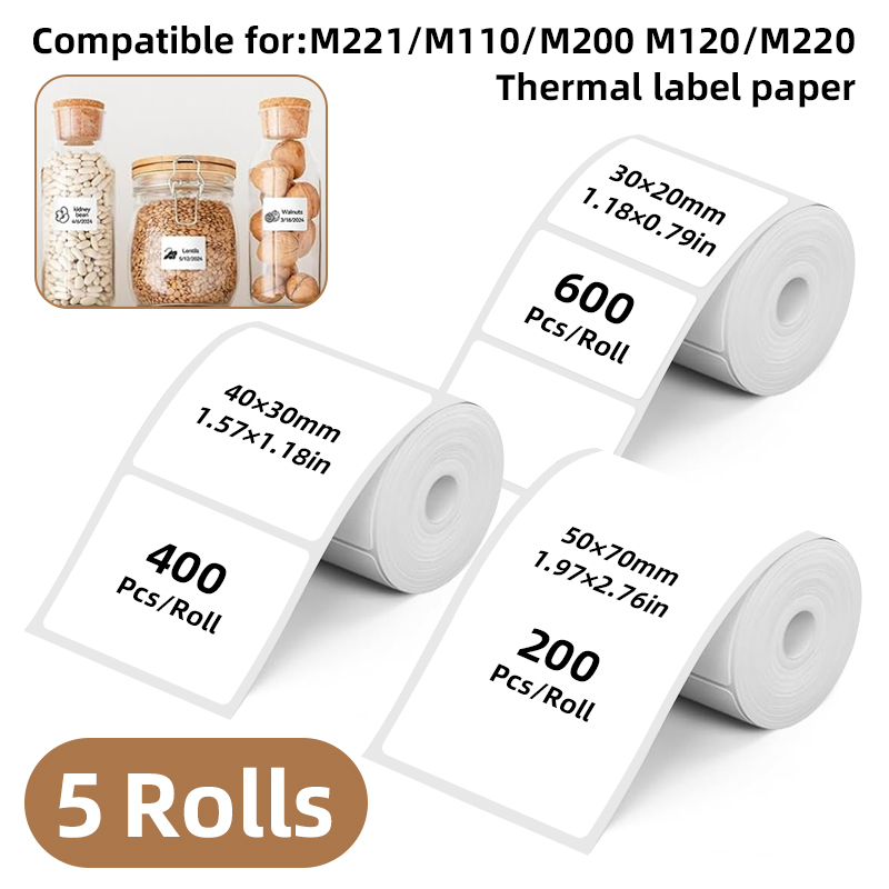 5 Gulungan Stiker Label Putih, - Commercial Label Printing Machine ulasan dan harga
